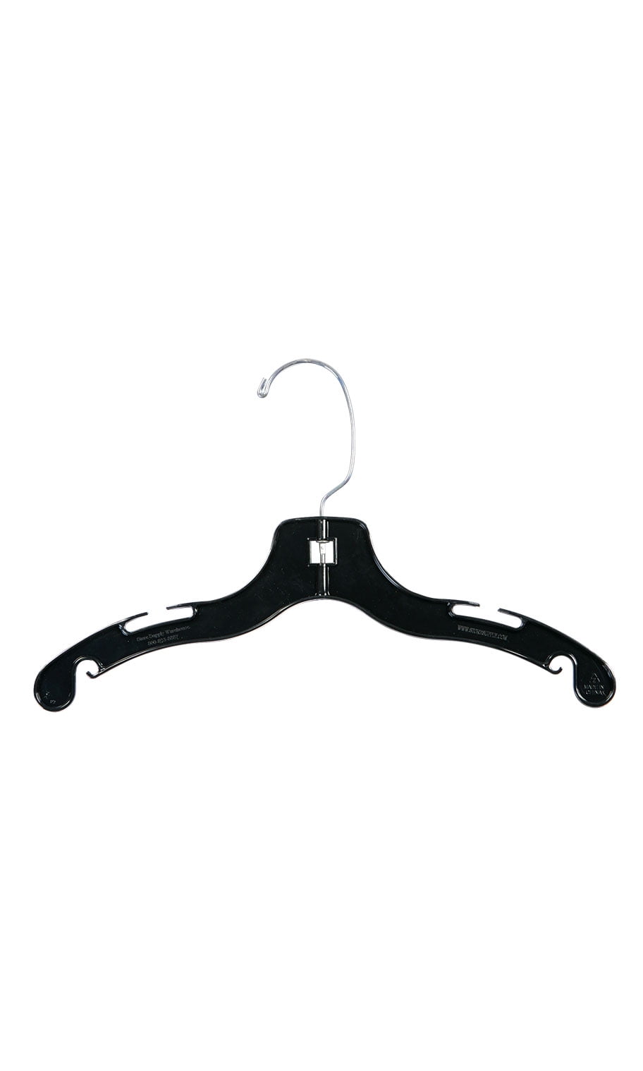 SSWBasics 12 inch Black Plastic Children's Dress Hangers - Case of 100