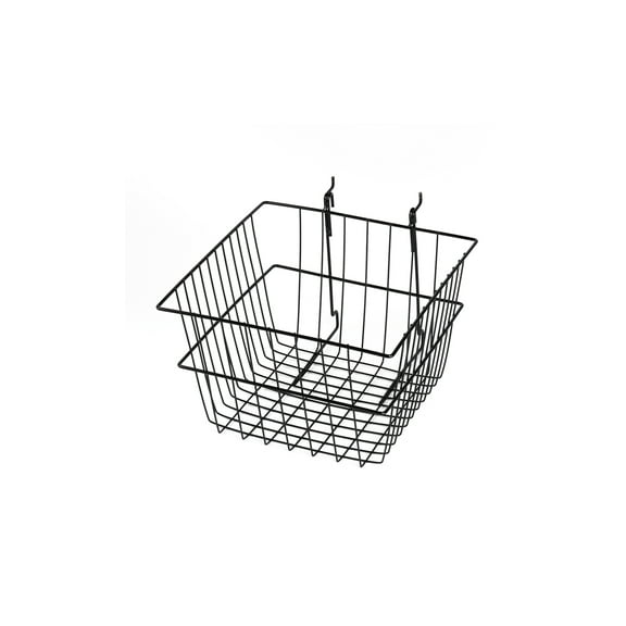 SSWBasics 12" x 12" x 8" Black Mini Grid Basket for Slatwall & Wire Grid