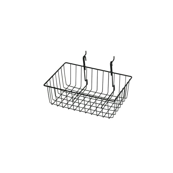 SSWBasics 12" x 8" x 4" Black Mini Grid Basket for Slatwall & Wire Grid