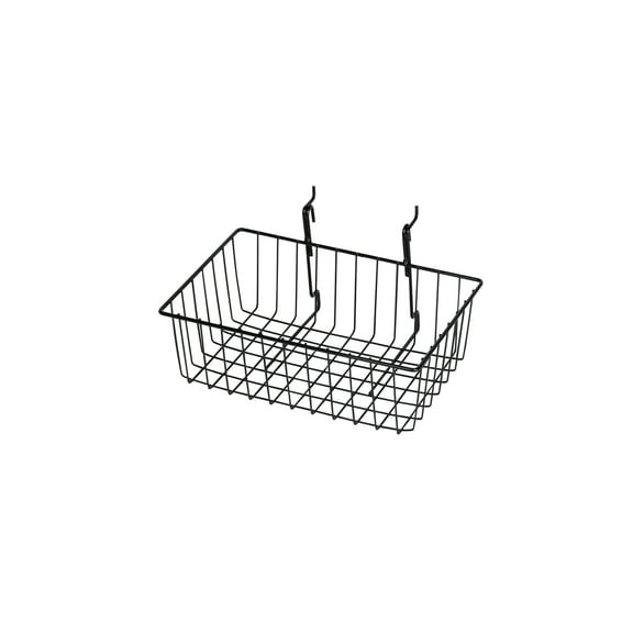 SSWBasics 12" x 8" x 4" Black Mini Grid Basket for Slatwall & Wire Grid
