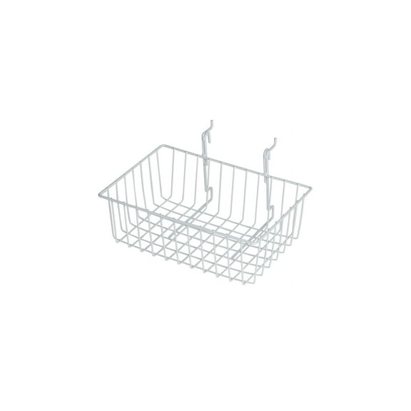 SSWBasics 12" x 8" x 4" White Mini Grid Basket for Slatwall & Wire Grid