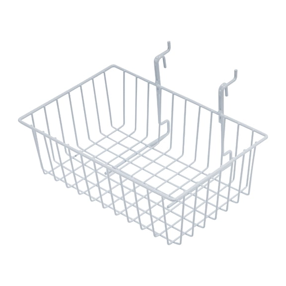 SSWBasics 12 x 8 x 4 in White Mini Grid Basket for Slatwall & Wire Grid