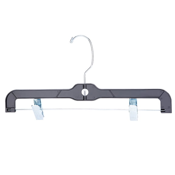 SSWBasics Black Plastic Skirt and Pants Hangers with Clips 14 in 20 Pack