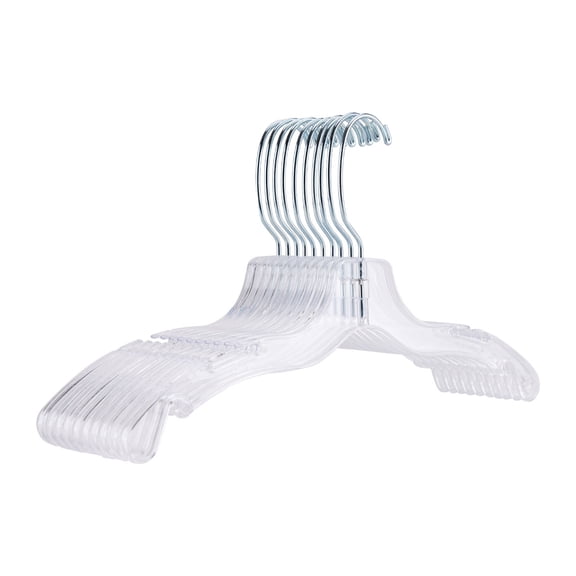 SSWBasics 14 inch Clear Plastic Junior Dress Hangers - Case of 100