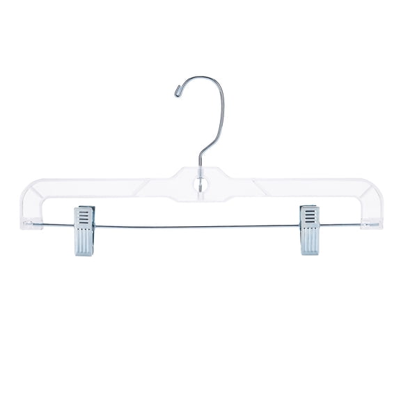 SSWBasics 14 inch Clear Plastic Skirt Hangers and Pants Hangers with Clips