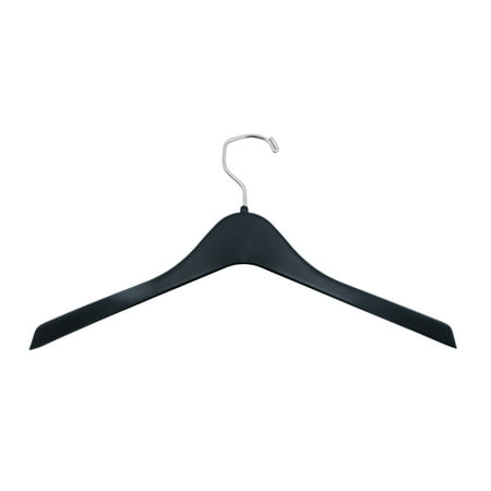 SSWBasics 17 Inch Contoured Black Plastic Hangers - Case of 100 - Durable Clothes Hangers Plastic for Garments