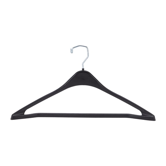 SSWBasics 17 inch Contoured Black Plastic Suit Hangers for Men and Women