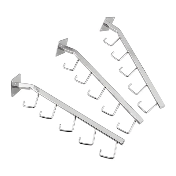 SSWBasics 18 inch Chrome J-Hook Waterfall Wall Mount - Set of 3
