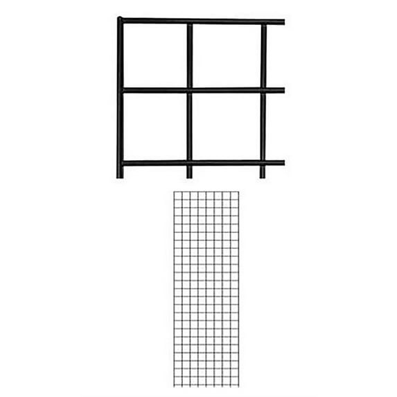 SSWBasics 2 Ft. X 6 Ft. Black Wire Grid Panel - 3” On Center with 1/4" Wire - Accepts