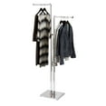 thumbnail image 1 of SSWBasics 2-Way Clothing Rack - Adjustable Chrome Garment Rack with Straight Arms - Sleek  Sturdy  and Durable Hanging Racks for Clothes - Ideal for Retail  Boutique  and Thrift Spaces, 1 of 3