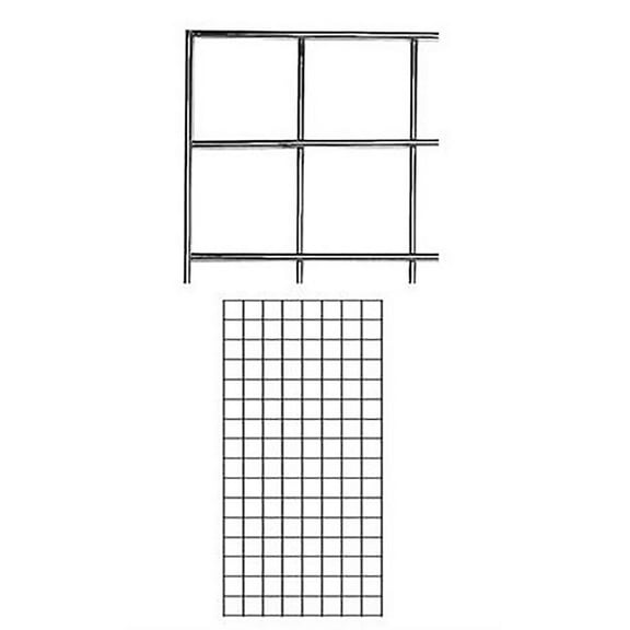 SSWBasics 2' X 4' Chrome Wire Grid Wall Panels - Durable Grid Wall Display for Retail and Home Use - Versatile Gridwall Panel for Organized Storage and Display Solutions