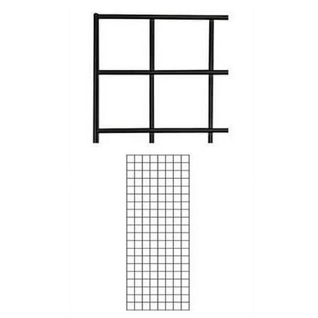 SSWBasics 2 x 5 Foot Black Wire Grid Panel - 3” on Center ¼" Thick - Versatile Display Solution for Retail Events and Organizing