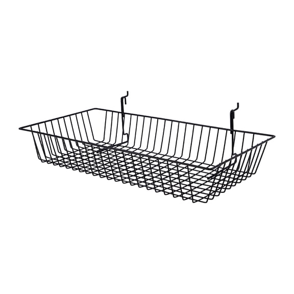 SSWBasics 24 x 12 x 4 in Black Mini Grid Basket for Slatwall & Wire Grid