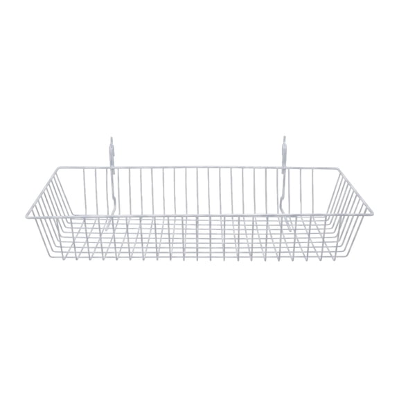 SSWBasics 24 x 12 x 4 in White Mini Grid Basket for Slatwall & Wire Grid