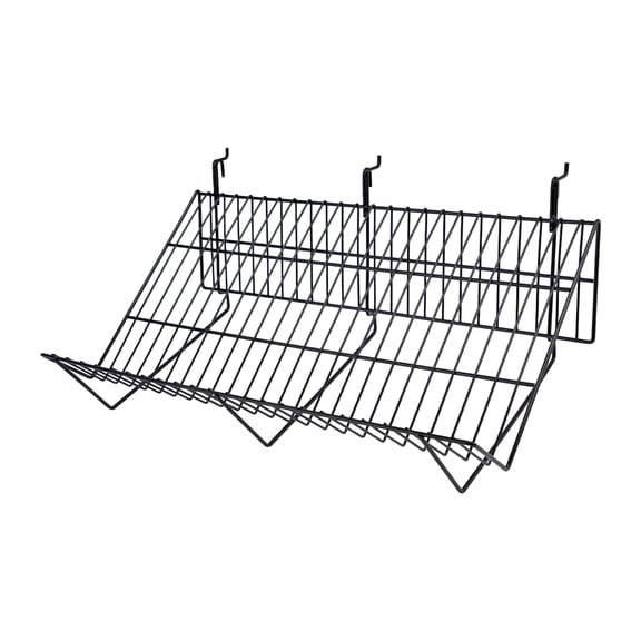 SSWBasics Black Downslope Grid Shelf for Slatwall/Grid - 24 x 12 x 6 in