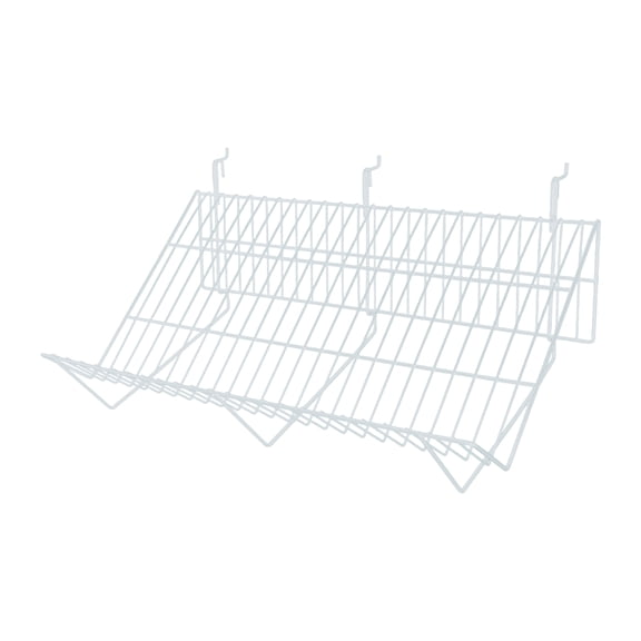 SSWBasics White Downslope Grid Shelf for Slatwall/Grid - 24 x 12 x 6 in