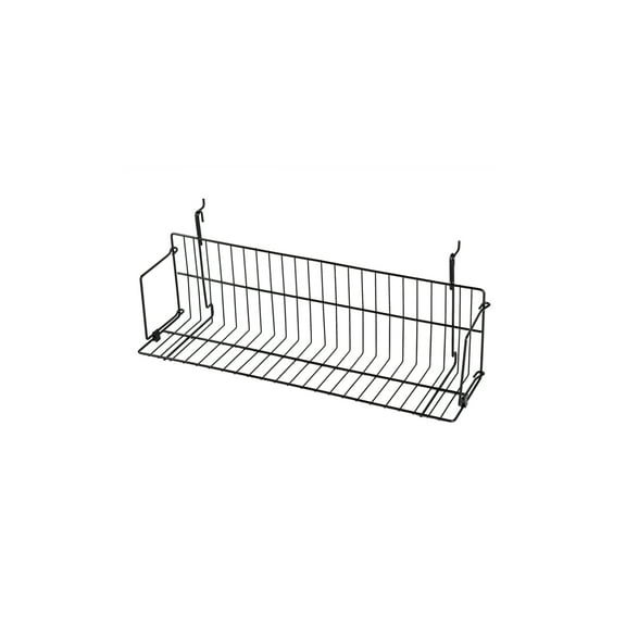 SSWBasics 24" x 6" x 6.5" Black Media Grid Shelf for Slatwall & Wire Grid