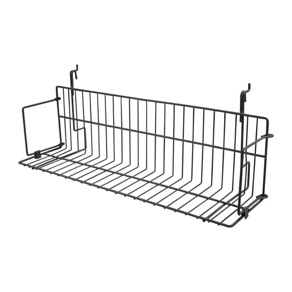 SSWBasics 24 x 6 x 6.5 in Black Media Grid Shelf for Slatwall & Wire Grid