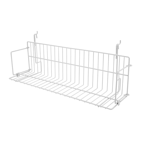 SSWBasics 24 x 6 x 6.5 in White Media Grid Shelf for Slatwall & Wire Grid