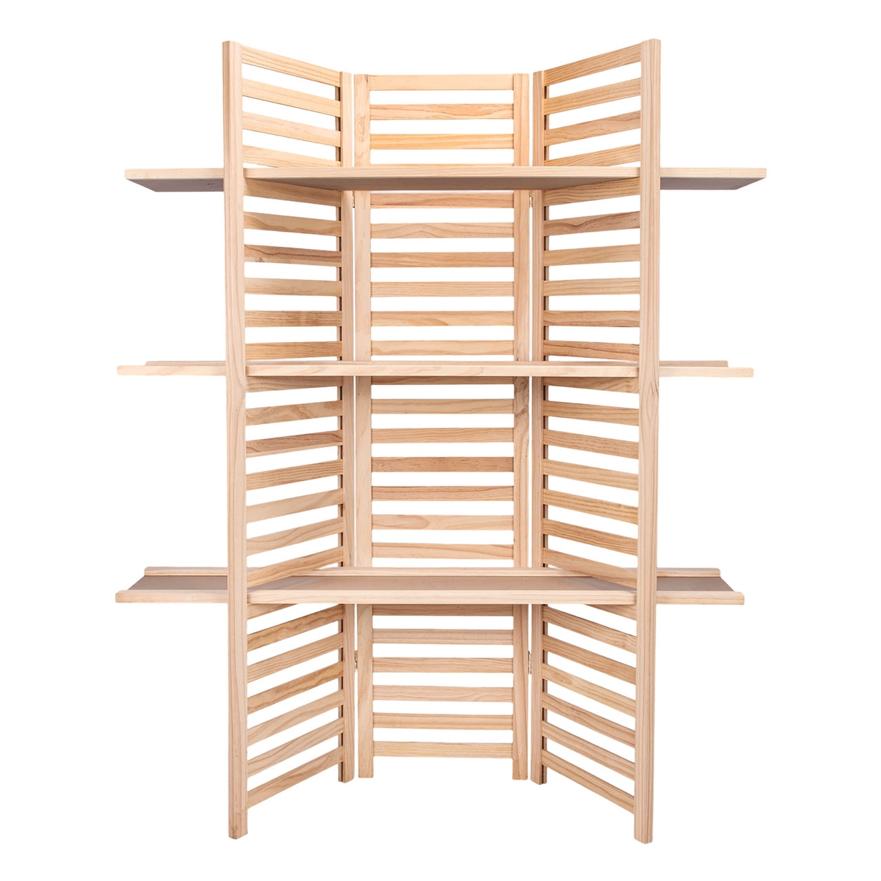 Timber Displays SSWBasics 3-Panel Wood Display with 3 Shelves - Natural Pine - Walmart.com