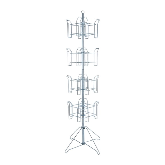 SSWBasics 4-Tier Chrome Rotating Literature Rack - 64 in H x 16 in D