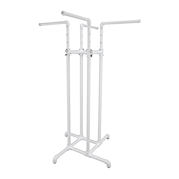 SSWBasics 4 Way Clothing Rack - Pipe (Straight Arms) - White