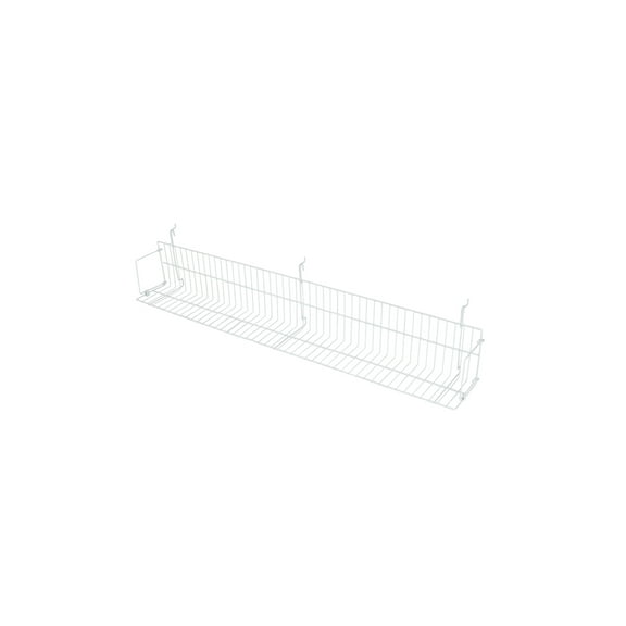 SSWBasics 48" x 6" x 6.5" White Media Grid Shelf for Slatwall & Wire Grid