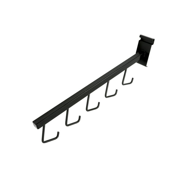 SSWBasics 5-J-Hook Waterfall Black Faceout for Wire Grid and Grid Wall - Pack of 5 -