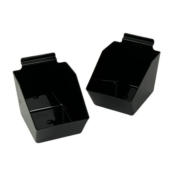 SSWBasics 6 x 5 ½ x 7 ½ inch Black Plastic Dump Bin - For Slatwall - Set of 2 - Black