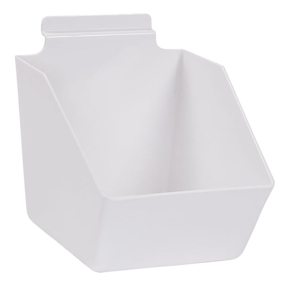 SSWBasics 6 x 5 ½ x 7 ½ inch White Plastic Dump Bin - For Slatwall - Set of 2