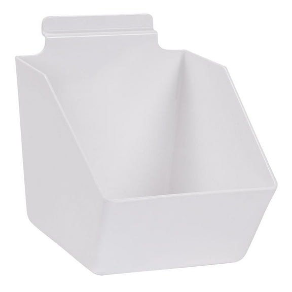 SSWBasics 6 x 5  x 7  inch White Plastic Dump Bin - For Slatwall - Set of 2