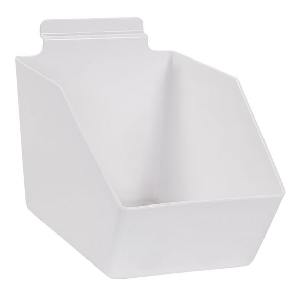 SSWBasics 6 x 5 x 9 inch White Plastic Dump Bin - For Slatwall - Set of 2