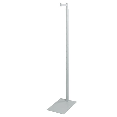 SSWBasics Adjustable White Costumer Stand – Single Arm Clothes Rack - Retail Clothing and Garment Display Stand – Ideal For Showcasing Hanging Items In Thrift Shops Boutiques and Retail Stores