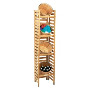 SSWBasics Basket Display Stand with 4 Baskets - Perfect Merchandise Display for Farmers Market Stand - Durable and Elegant Basket Display for Fruits Vegetables and Artisan Goods