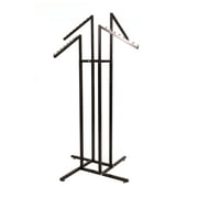 SSWBasics Black 4 Way Adjustable Clothing Rack with Slanted Arms - Retail Clothing Rack Display - Adjustable Height Arms from 48" to 72" Perfect for Clothing Stores
