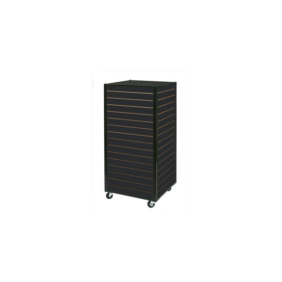 SSWBasics Black Framed Rolling Slatwall Tower 23 5/8"W x 23 5/8"D x 52 1/4" H - Slatwall