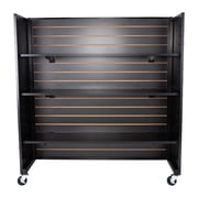 SSWBasics Black Metal Framed Rolling Slatwall Gondola with 6 Shelves