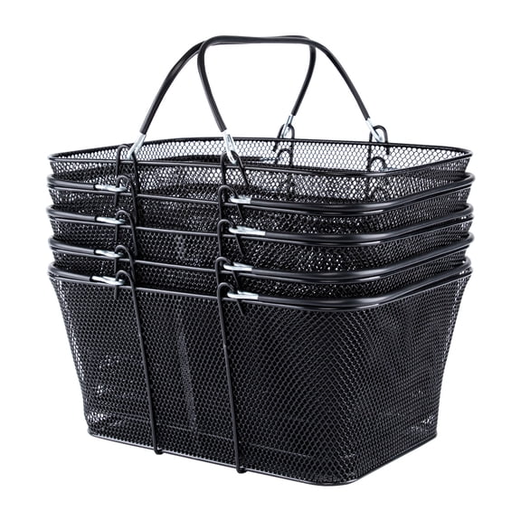 SSWBasics Black Metal Shopping Basket with Handles - 17 x 12 x 7 in