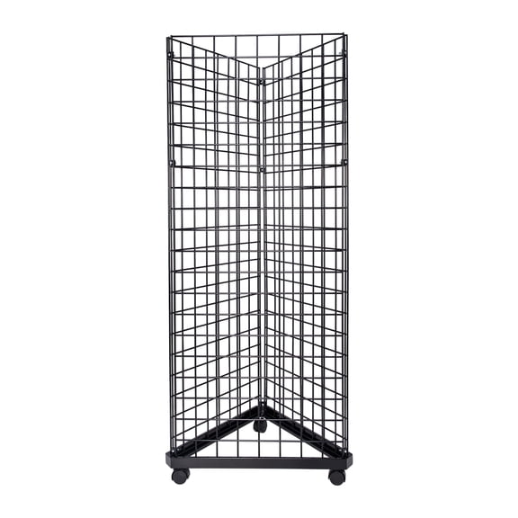 SSWBasics Black Triangle Wire Grid Tower with Base and Casters