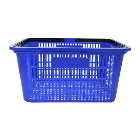 SSWBasics Blue Plastic Shopping Basket with Handles - Essential Shopping Baskets for Retail Store Use Durable and Convenient Shopping Baskets for Customers