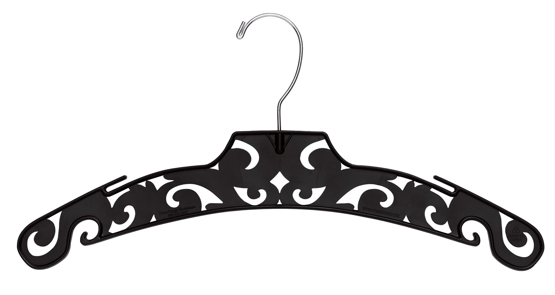 SSWBasics Boutique Black Carved Plastic Dress Hangers - Case of 50
