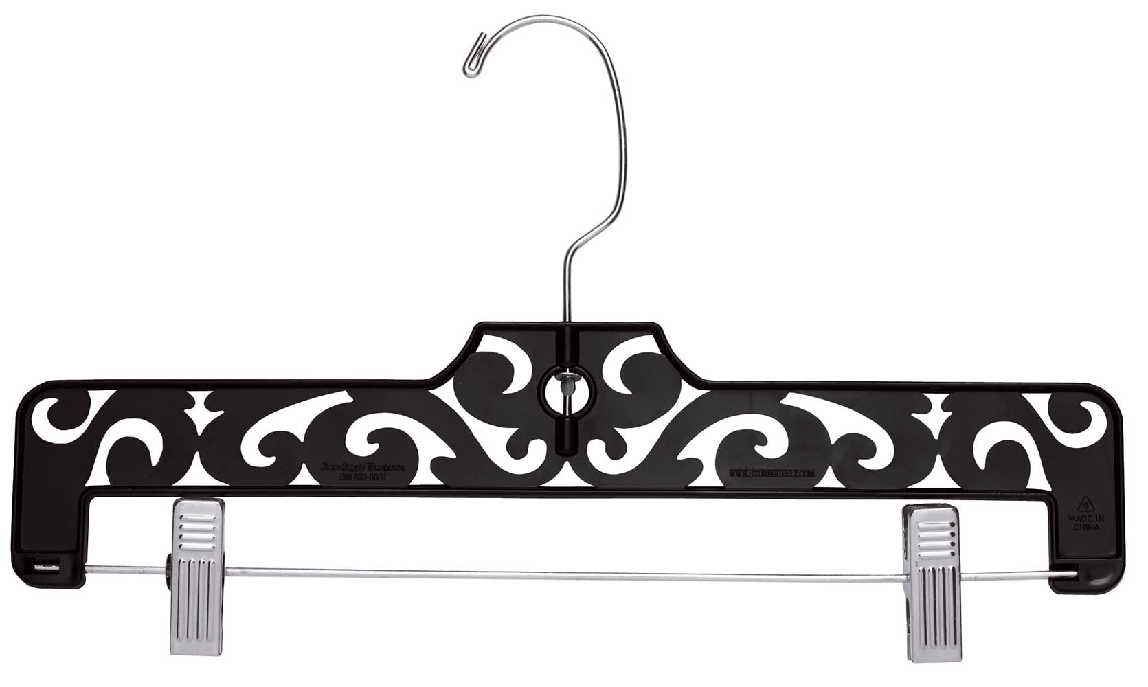 SSWBasics Boutique Black Carved Plastic Pants Hangers - Case of 50