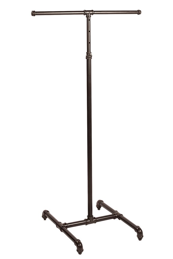 Boutique Pipe 2-Way Clothing Rack with Straight Arms (48"-72"H x 18" x 24"W)