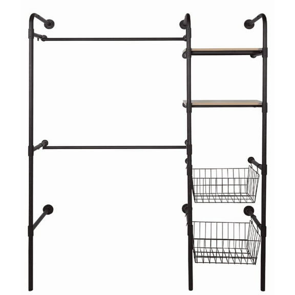 SSWBasics Boutique Vintage Hand Distressed Industrial Clothing Rack Wall Mounted System Kit 4 - Wall Closet Solution Industrial Clothing Rack Wall Mounted for Stylish and Organized Storage