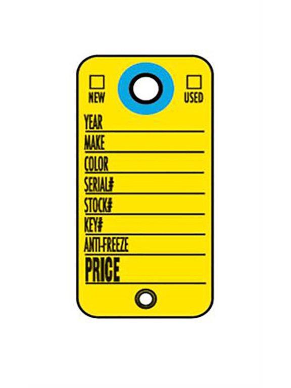 Cardboard Key Tag - Yellow - 1 3/8 x 2 3/4 in - pack of 500