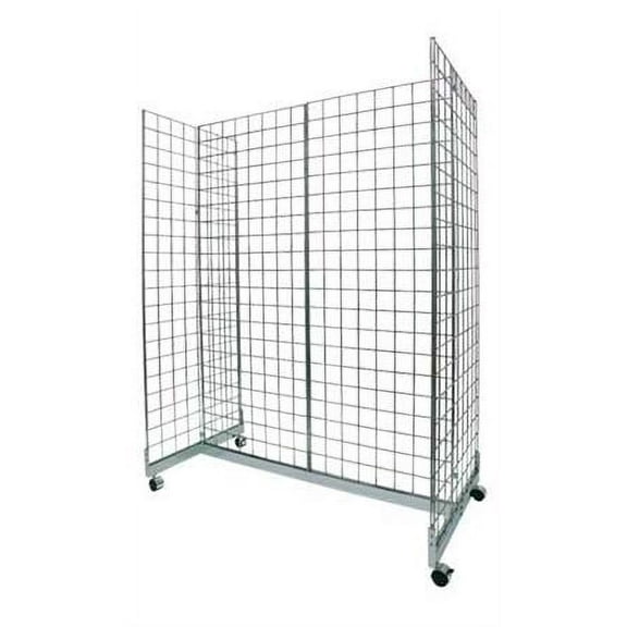 SSWBasics Chrome Grid Gondola Unit - 24W x 48L x 66"H - Chrome Gridwall Panel Display