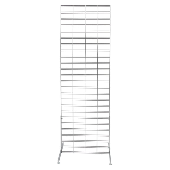 SSWBasics Chrome Slat Grid Standing Display Screen 2 x 6 ft Gridwall Unit