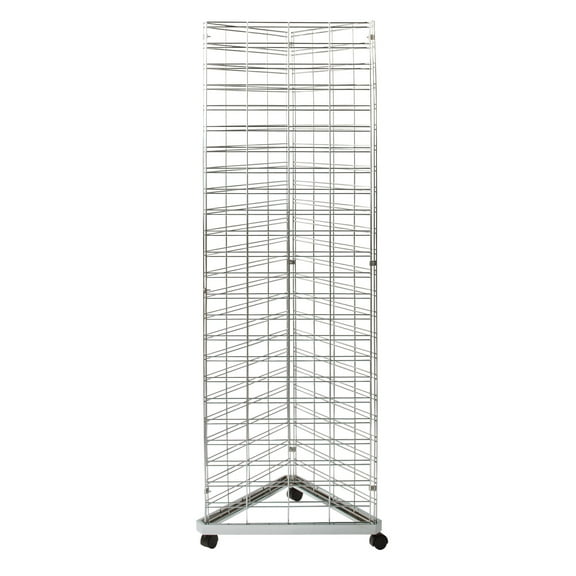 SSWBasics Chrome Triangle Slat Grid Tower with Base & Casters