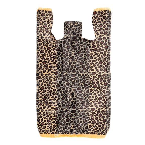 SSWBasics Medium Leopard Print Plastic T-Shirt Bags for Small Business