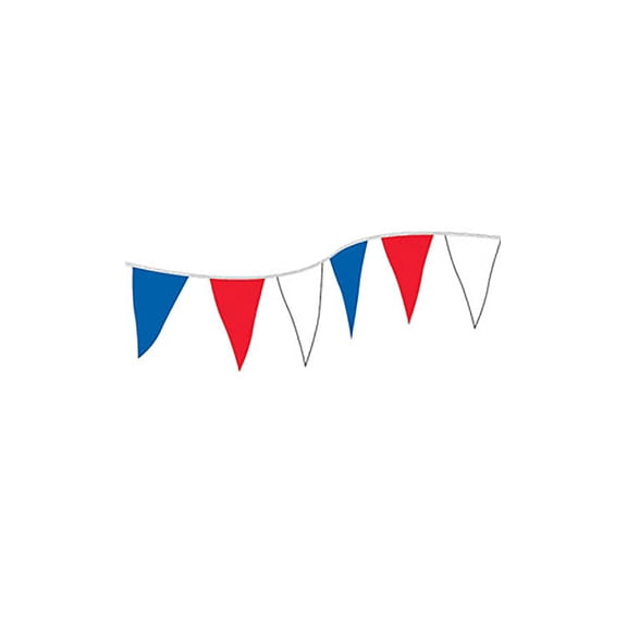 SSWBasics Economy Triangle Pennant - Red/White/Blue - 60 ft L